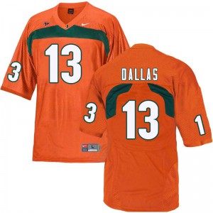 Mens Miami #13 DeeJay Dallas Orange Stitched Jersey 118865-611