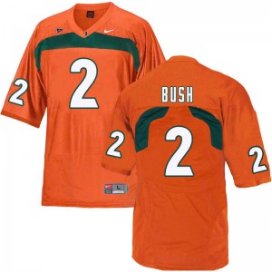 Mens Miami Hurricanes #2 Deon Bush Orange Embroidery Jersey 792105-549