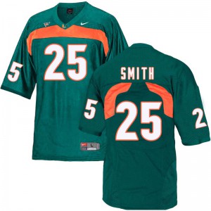 Men's Miami Hurricanes #25 Derrick Smith Green Embroidery Jerseys 345505-963
