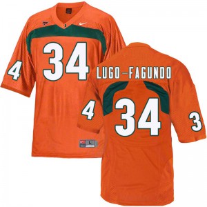 Mens Miami #34 Elias Lugo-Fagundo Orange Embroidery Jerseys 755316-195