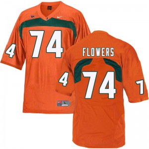 Mens Miami #74 Ereck Flowers Orange NCAA Jersey 208028-685