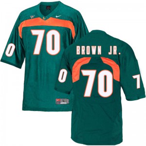 Mens University of Miami #70 George Brown Jr. Green Stitched Jerseys 101999-309