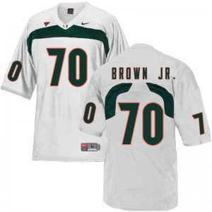 Men's Miami Hurricanes #70 George Brown Jr. White Football Jersey 729836-530