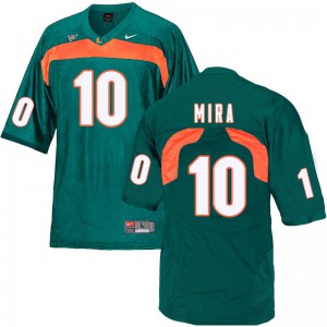 Men University of Miami #10 George Mira Green Stitched Jerseys 145783-823