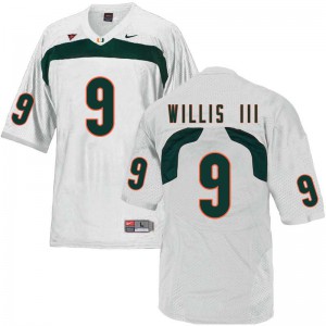 Men University of Miami #9 Gerald Willis III White University Jerseys 260196-541