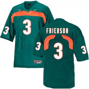 Men Miami Hurricanes #3 Gilbert Frierson Green Stitch Jerseys 255625-991
