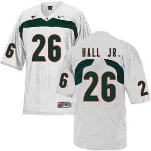 Mens Miami Hurricanes #26 Gurvan Hall Jr. White Stitch Jersey 600201-868