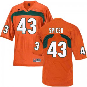 Men's Miami Hurricanes #43 Jack Spicer Orange University Jerseys 165361-597