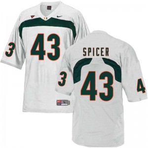 Men Miami #43 Jack Spicer White High School Jerseys 576035-891