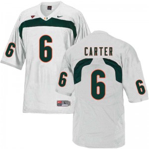 Men's Miami Hurricanes #6 Jamal Carter White Embroidery Jerseys 182479-289