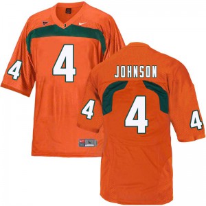Mens University of Miami #4 Jaquan Johnson Orange Stitched Jersey 229490-449
