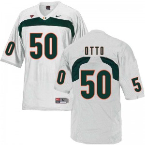 Men Miami Hurricanes #50 Jim Otto White Embroidery Jersey 375840-270