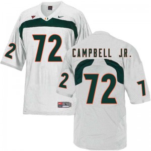 Mens Miami #72 John Campbell Jr. White Football Jerseys 953494-808
