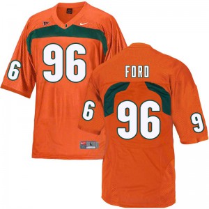 Men's University of Miami #96 Jonathan Ford Orange Football Jersey 696569-735
