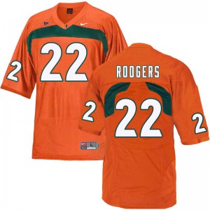 Mens Miami Hurricanes #22 Kacy Rodgers Orange Embroidery Jersey 894275-535