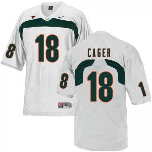 Mens Miami #18 Lawrence Cager White University Jersey 204941-147