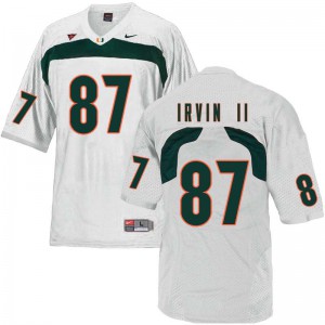 Mens Miami #87 Michael Irvin II White NCAA Jerseys 776409-319