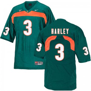 Men's Miami #3 Mike Harley Green NCAA Jersey 334408-137