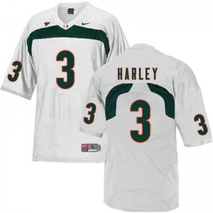 Men University of Miami #3 Mike Harley White Official Jerseys 638579-133