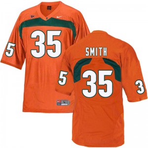Mens University of Miami #35 Mike Smith Orange Stitched Jerseys 240131-283