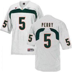 Mens Miami #5 NKosi Perry White Stitched Jersey 296062-257