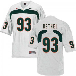 Mens University of Miami #93 Pat Bethel White Embroidery Jersey 113935-999
