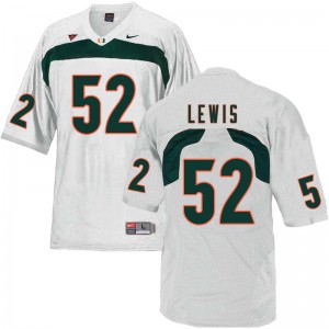 Mens University of Miami #52 Ray Lewis White Embroidery Jersey 740860-936