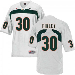 Men's University of Miami #30 Romeo Finley White Football Jersey 208339-504