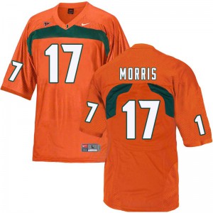 Men's Miami Hurricanes #17 Stephen Morris Orange Stitch Jerseys 543984-490