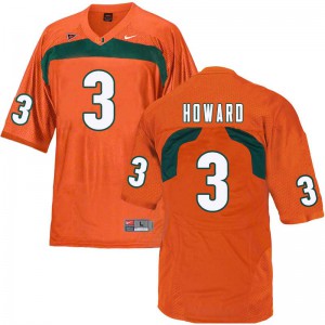 Men's Miami Hurricanes #3 Tracy Howard Orange Stitch Jerseys 154574-353