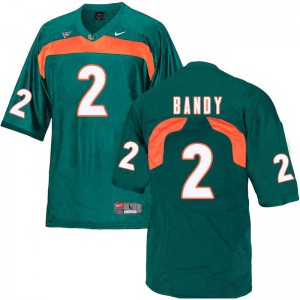 Men's Miami Hurricanes #2 Trajan Bandy Green Stitched Jersey 432913-735