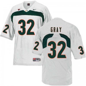 Men's University of Miami #32 Trayone Gray White Official Jersey 973492-294