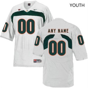Youth Miami Hurricanes #00 Custom White Retro Stitched Jerseys 221905-112