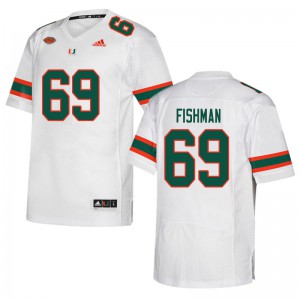 Men University of Miami #69 Sam Fishman White College Jersey 602124-632