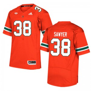 Mens Miami #38 Shane Sawyer Orange College Jersey 906049-178
