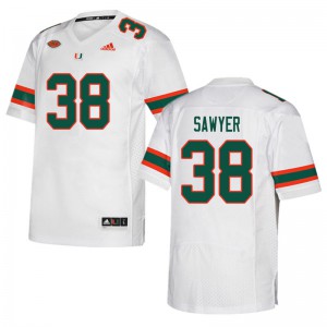 Men's Miami #38 Shane Sawyer White High School Jersey 767690-564