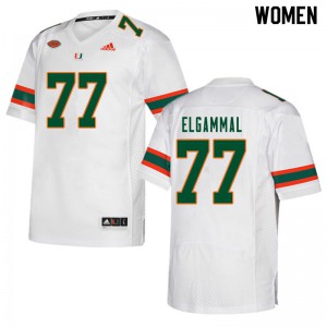 Womens University of Miami #77 Adam ElGammal White Stitch Jersey 686893-644