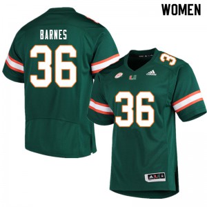 Women Miami #36 Andrew Barnes Green Embroidery Jerseys 858937-511