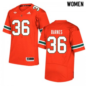 Women Miami Hurricanes #36 Andrew Barnes Orange Embroidery Jerseys 763369-186