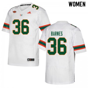 Womens Miami #36 Andrew Barnes White NCAA Jerseys 167381-154