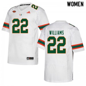 Women's Hurricanes #22 Cameron Williams White College Jerseys 707737-214