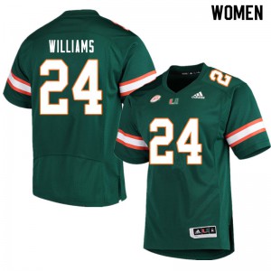 Womens Miami #24 Christian Williams Green College Jersey 672308-321