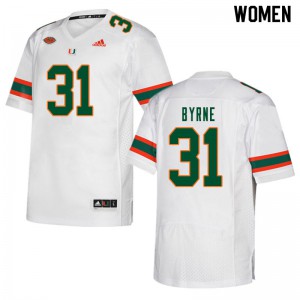 Womens Miami Hurricanes #31 Connor Byrne White Player Jerseys 626625-868