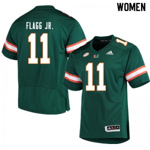 Women Hurricanes #11 Corey Flagg Jr. Green Football Jersey 626081-614