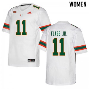 Womens University of Miami #11 Corey Flagg Jr. White Alumni Jerseys 465172-859