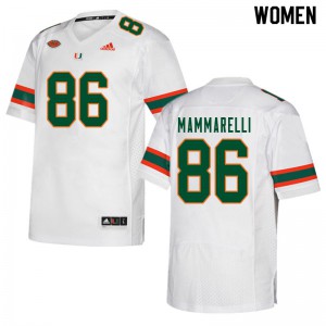 Womens University of Miami #86 Dominic Mammarelli White NCAA Jerseys 468396-635