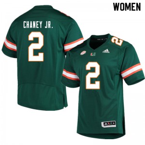 Women Hurricanes #2 Donald Chaney Jr. Green Stitched Jerseys 803720-938
