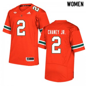 Women Miami #2 Donald Chaney Jr. Orange Embroidery Jerseys 563267-476