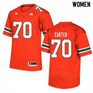 Women's University of Miami #70 Earnest Carter Orange NCAA Jerseys 959790-969