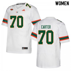 Women Miami #70 Earnest Carter White Football Jersey 200281-356